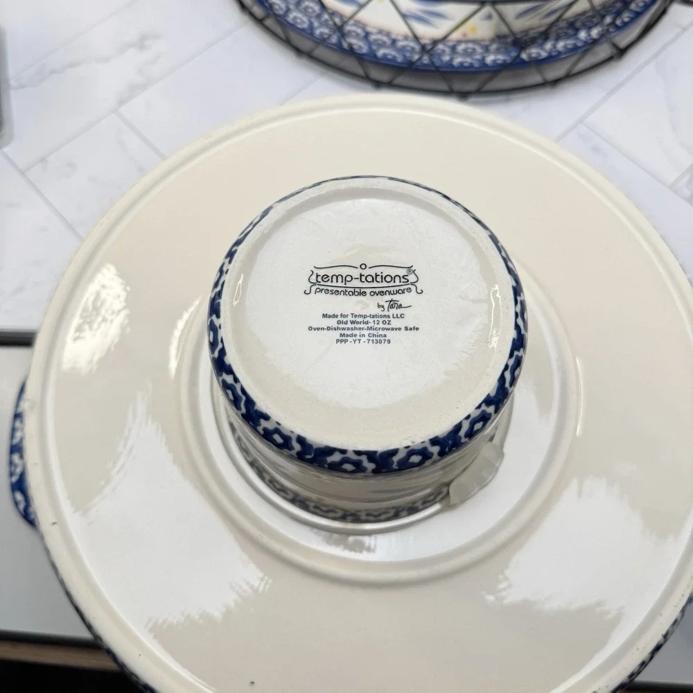 Temptations By Tara - Baker & Ramekins Set 13 Pcs  - Old World Blue - Ultra Rare